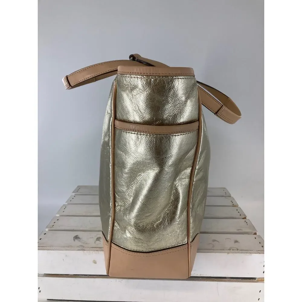 COACH METRO 26141E METALLIC GOLD LEATHER XL TOTE WEEKEND BAG